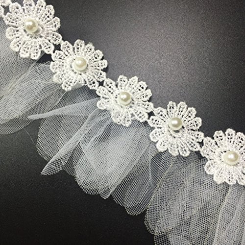 Embroidered Flower Applique Ribbon Trim DIY Handicrafts Headband Embellishment